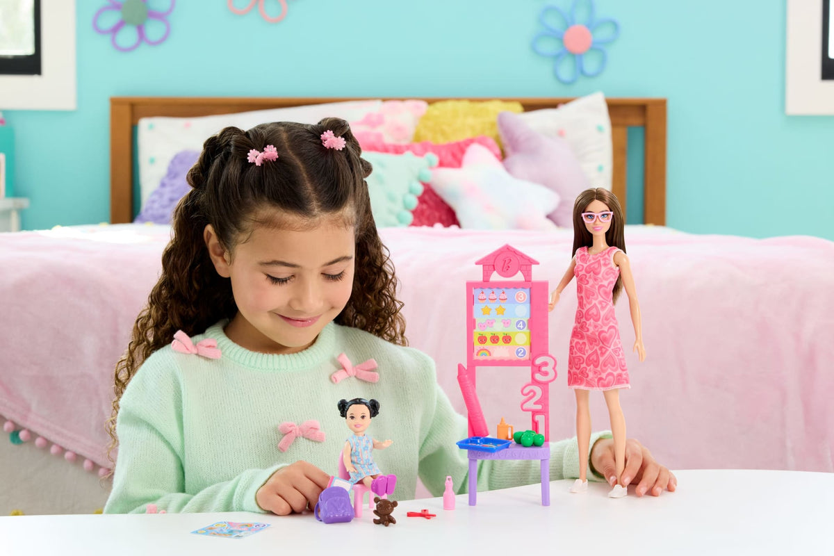 Barbie Careers Teacher Playset With Fashon Doll, Toddler Doll, Classroom Board & Accessories