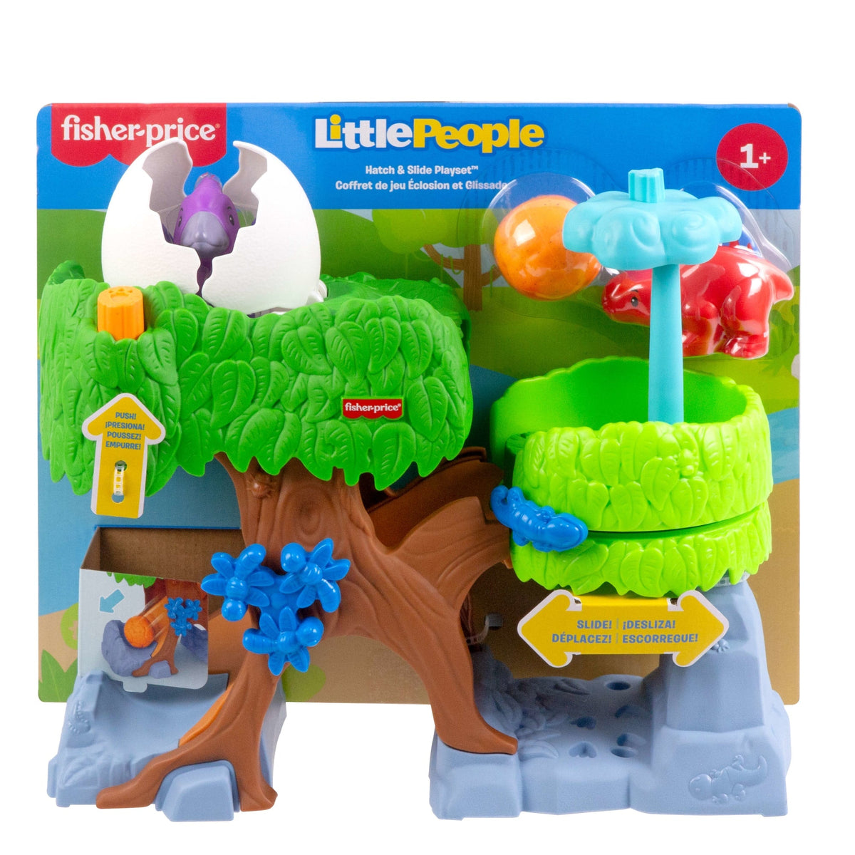 Fisher-Price Little People Dinosaur Hatch & Slide Playset Toddler Toy With 2 Figures