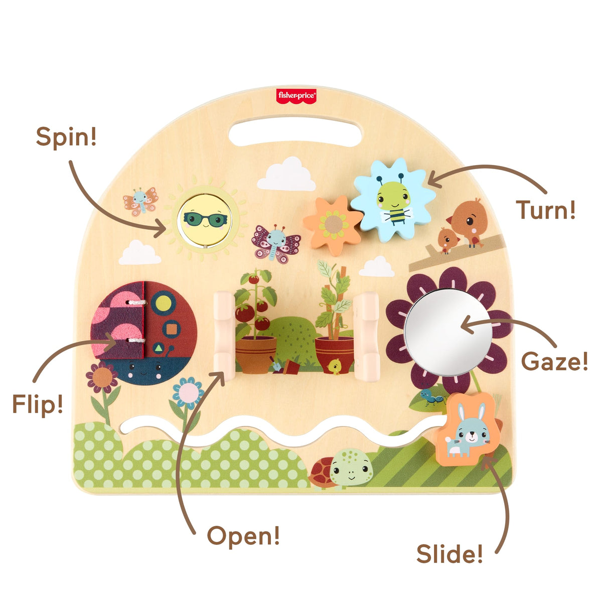 Fisher-Price Wooden Take-Along Activity Station, Wood Busy Board For Baby & Toddler