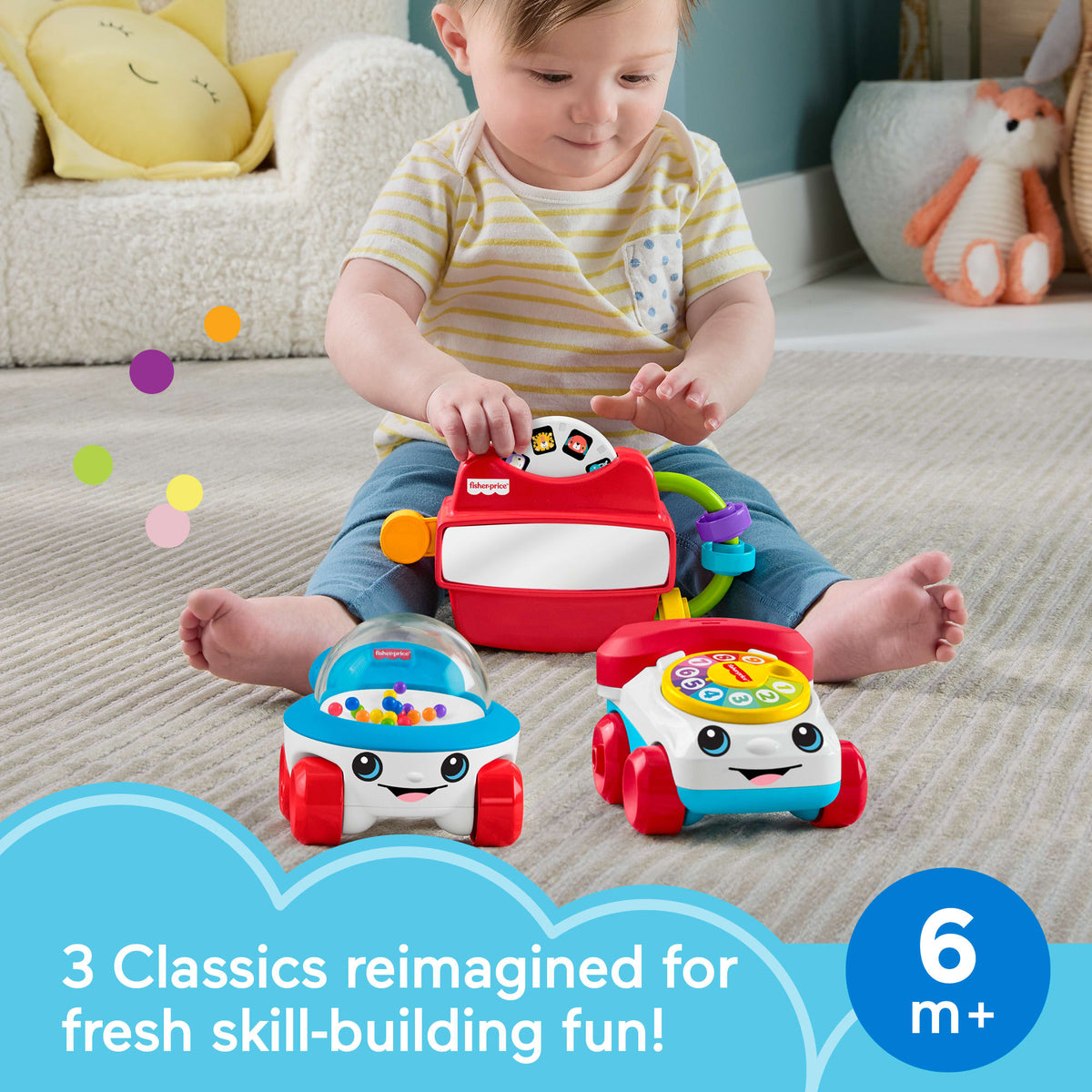 Fisher-Price Modern Classics Gift Set Of 3 Baby Activity Toys For Developmental Play