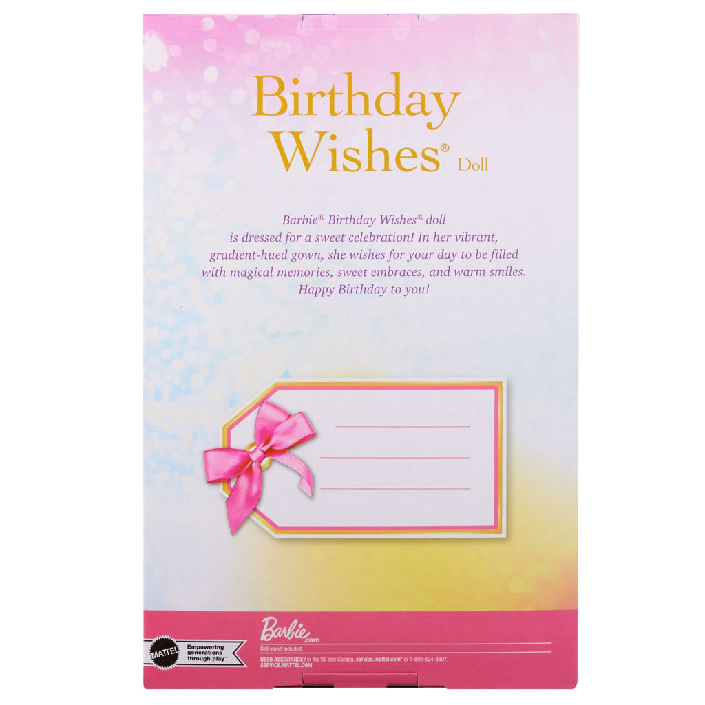 Barbie Signature Birthday Wishes Fashion Doll in Dress With Pastel Rainbow Effect, Collectible Gift