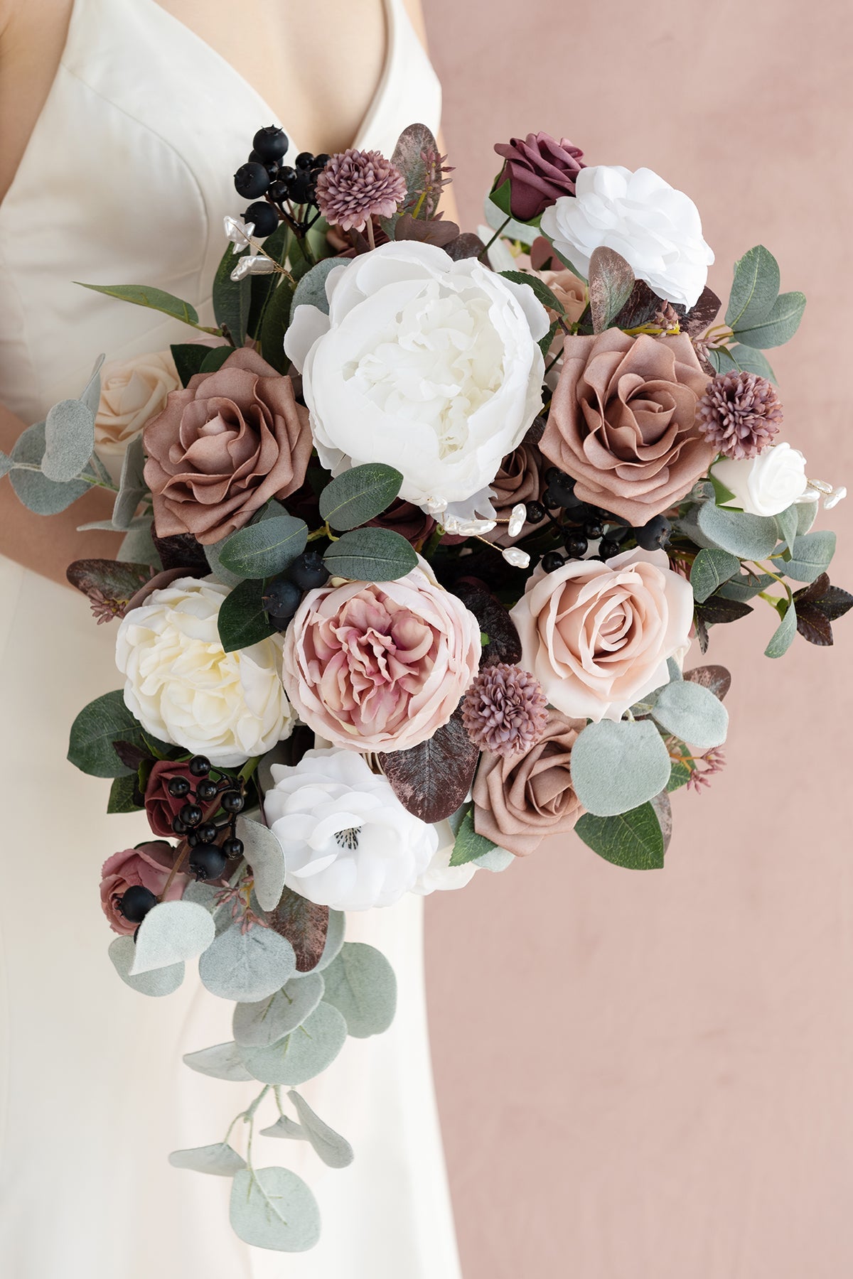 Medium Cascade Bridal Bouquet in Dusty Rose & Mauve