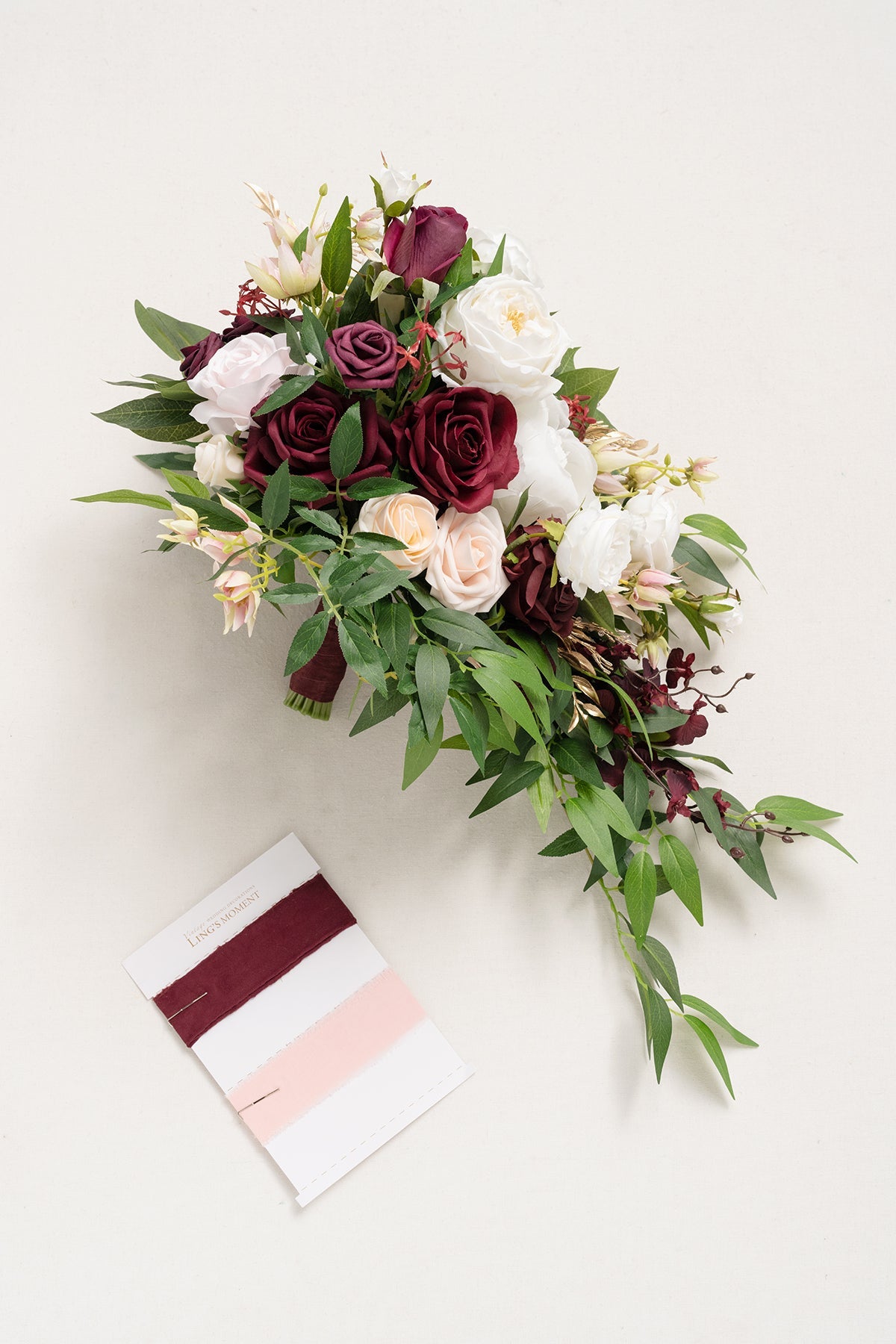 Medium Cascade Bridal Bouquet in Romantic Marsala