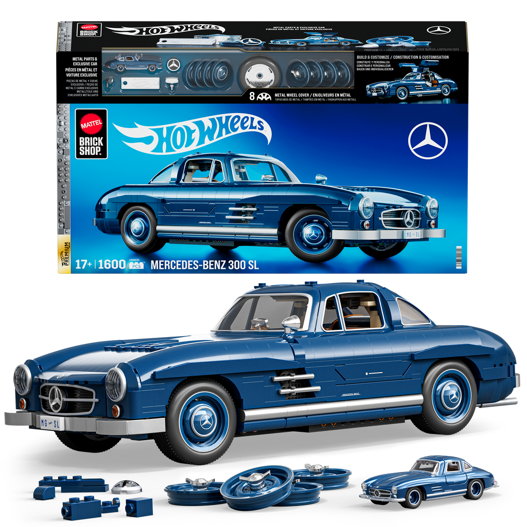 Mattel Brick Shop Hot Wheels Juguete de Construcción Premium Mercedes Benz 300 SL
