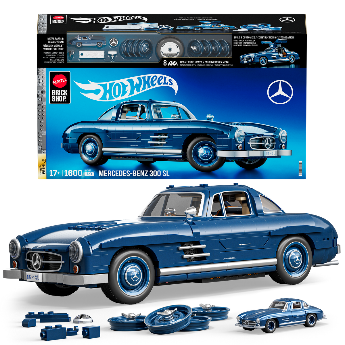 Mattel Brick Shop Hot Wheels Juguete de Construcción Premium Mercedes Benz 300 SL