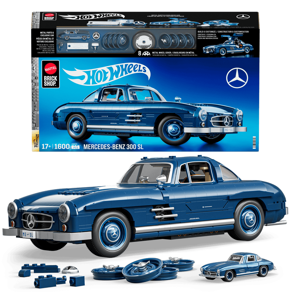 Mattel Brick Shop Hot Wheels Mercedes-Benz 300 Sl, Kit de Construction de Jouets 1600 Pièces de Collection