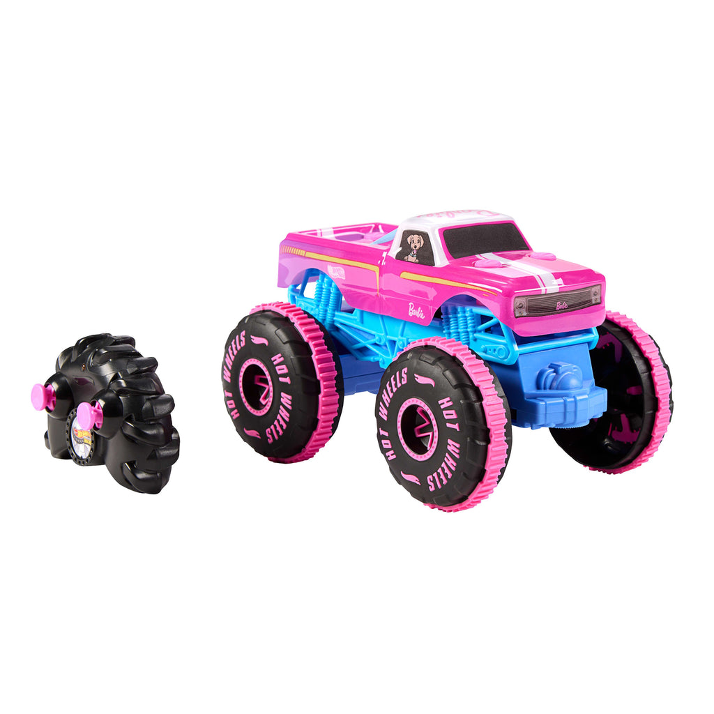 Hot Wheels Monster Trucks 1:24 Scale Barbie RC Toy Vehicle, Battery-Powered Remote-Control Truck