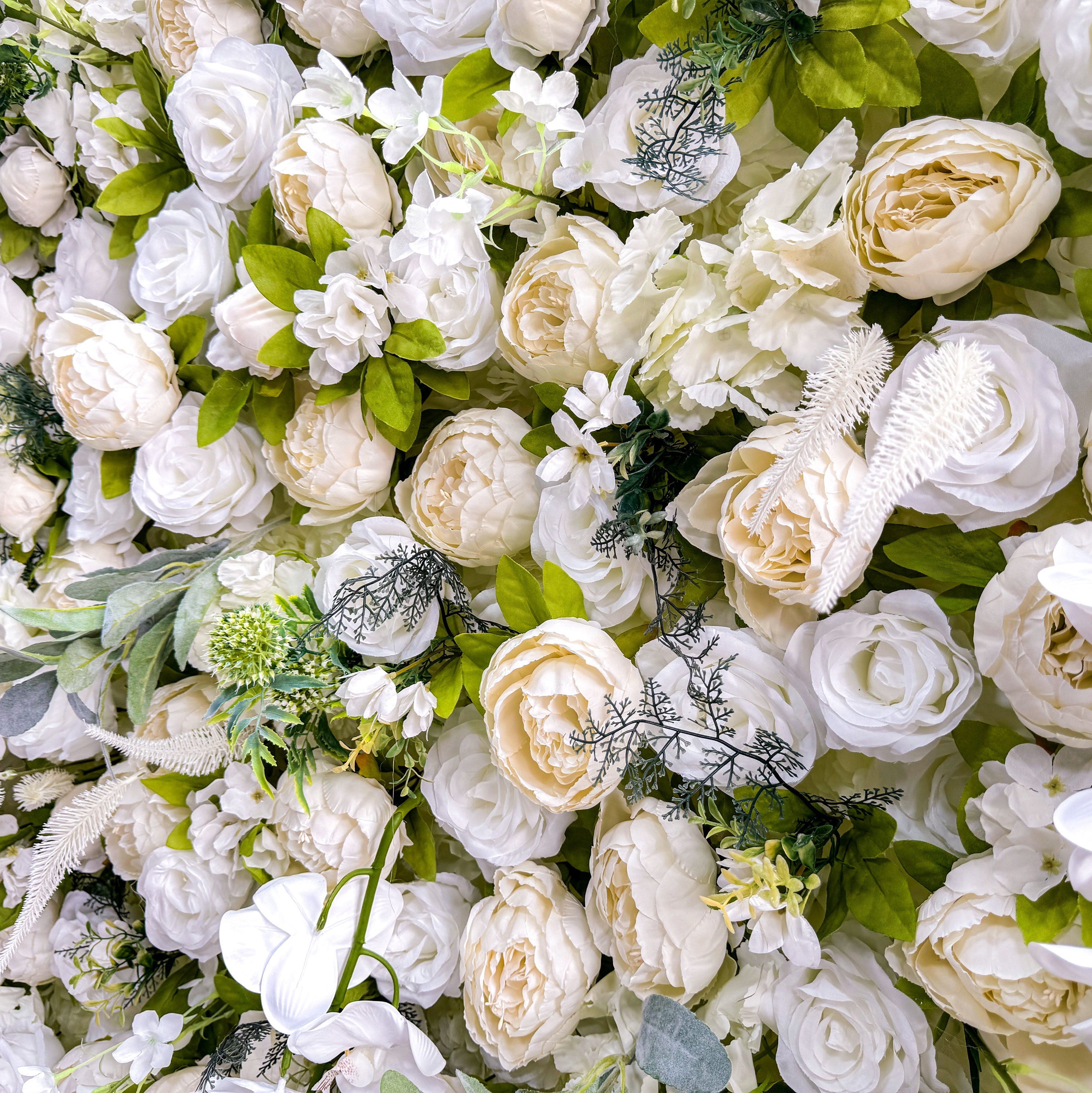 Roll Up Fabric Gorgeous Artificial Flower Wall - The White & Green  Epitome of Wedding and Event Decoration-VF-801