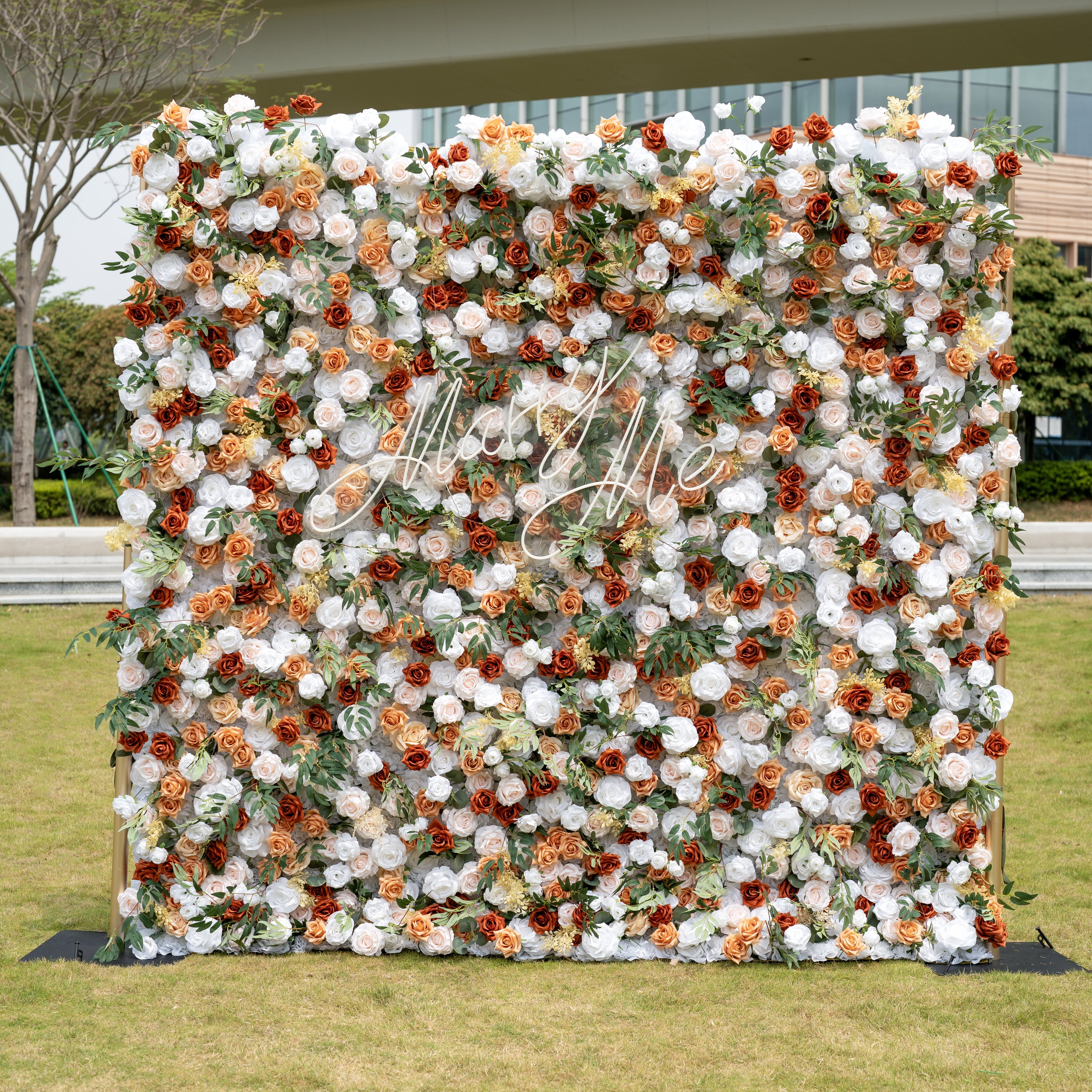 Valar Flowers Terracotta & Blush Rose Flower Wall Backdrop: Warm Rustic Bloom Display- VF-831