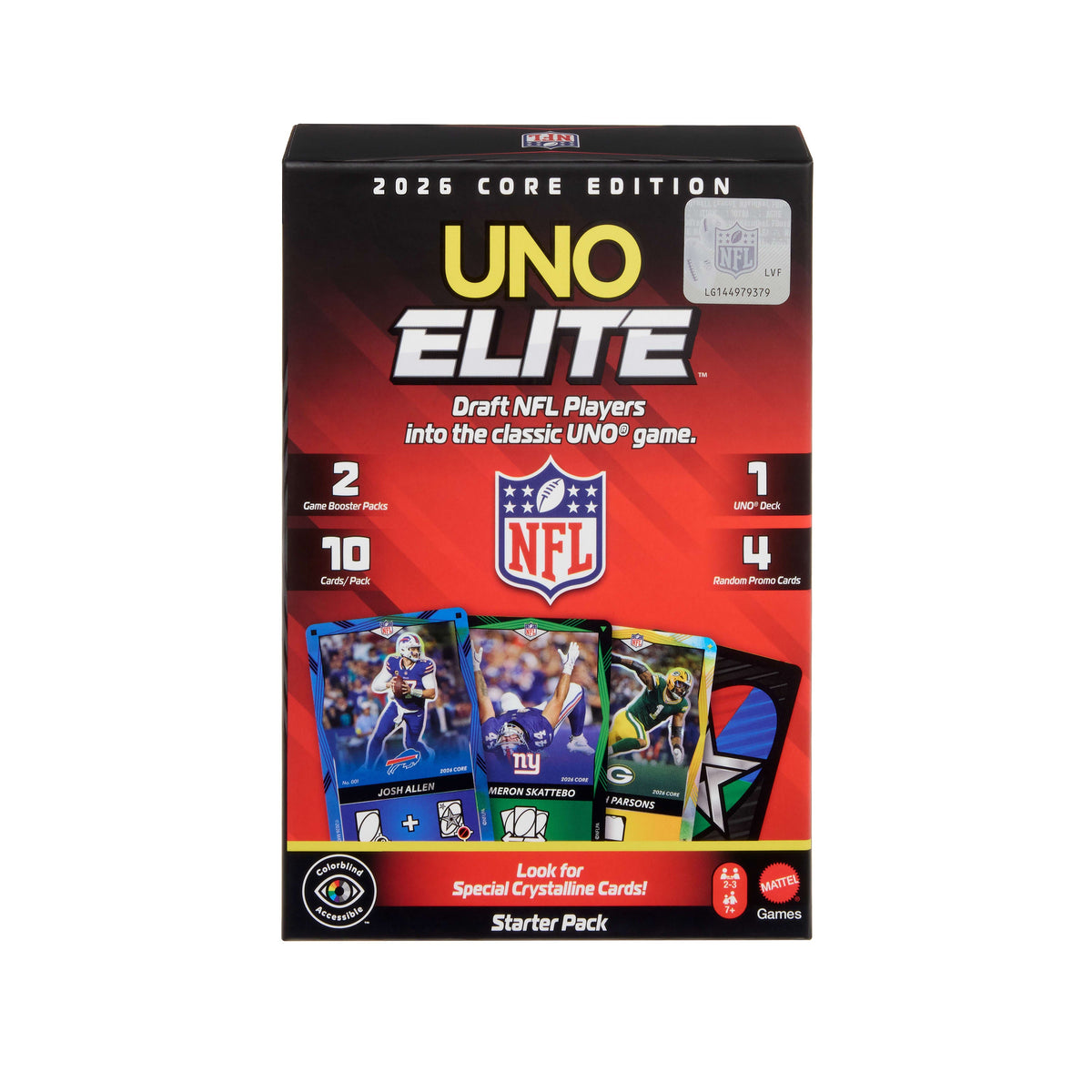 UNO Elite NFL 2026 Core Edition Starter Pack Card Game For Kids, Fans, Adults & Family Night