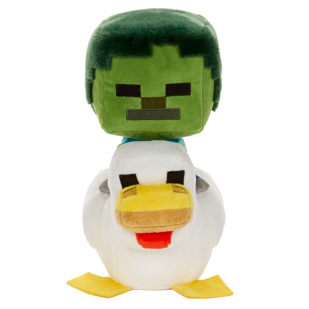Minecraft Plush Zombie Chicken Jockey Toy, 8-Inch Soft Doll Inspired By The Video Game Character