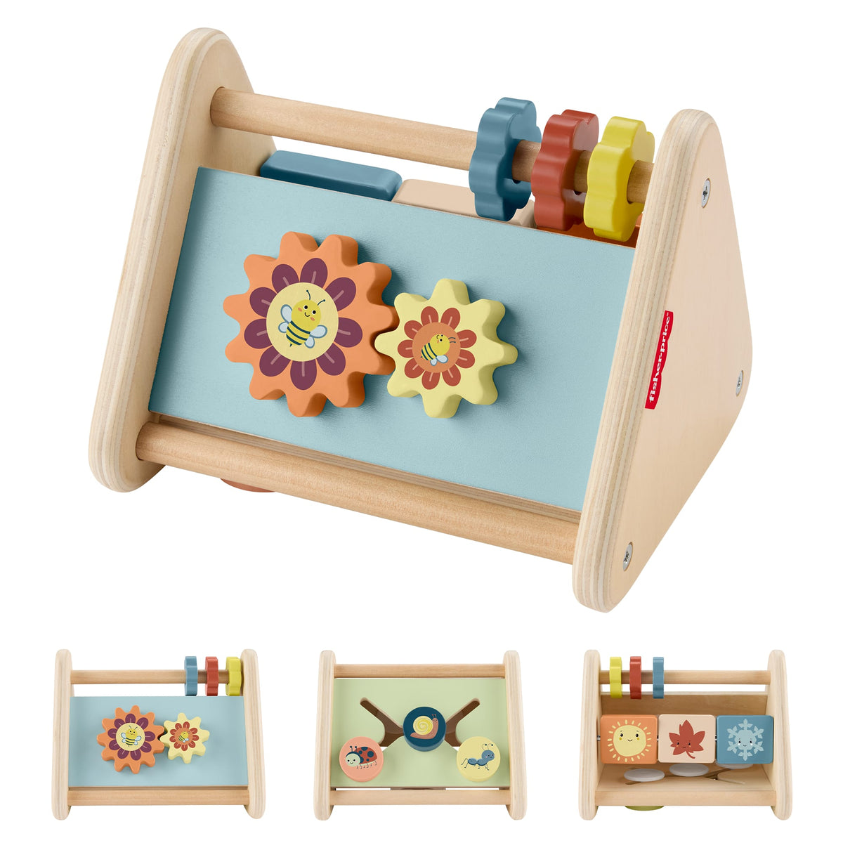 Triangle de Jeu en Bois Fisher-Price, Jouet à Trois Côtés Favorisant La Motricité Fine, 1 Pièce en Bois