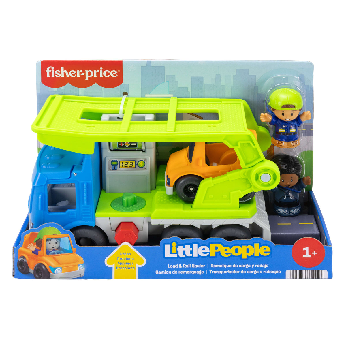 Fisher-Price Little People Load & Roll Hauler Car Carrier Toddler Playset, Vehicle & Figures