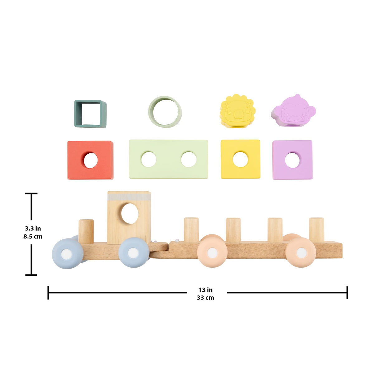 Fisher-Price Wood And Silicone Stacking Train, 9-Piece Baby & Toddler Activity Toy
