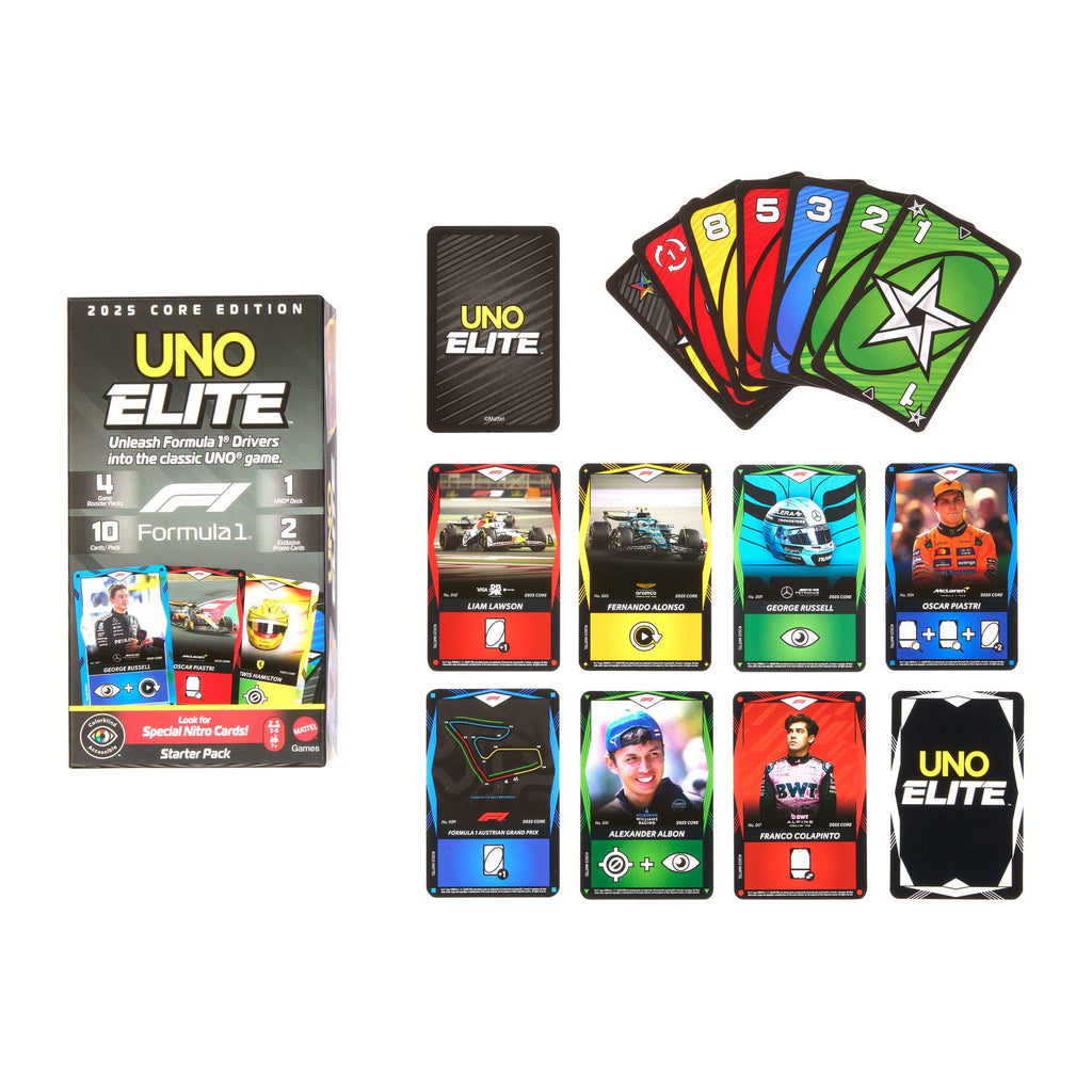 Mattel Games-Uno Élite Formule 1 Édition Standard 2025-Avec 4 Boosters