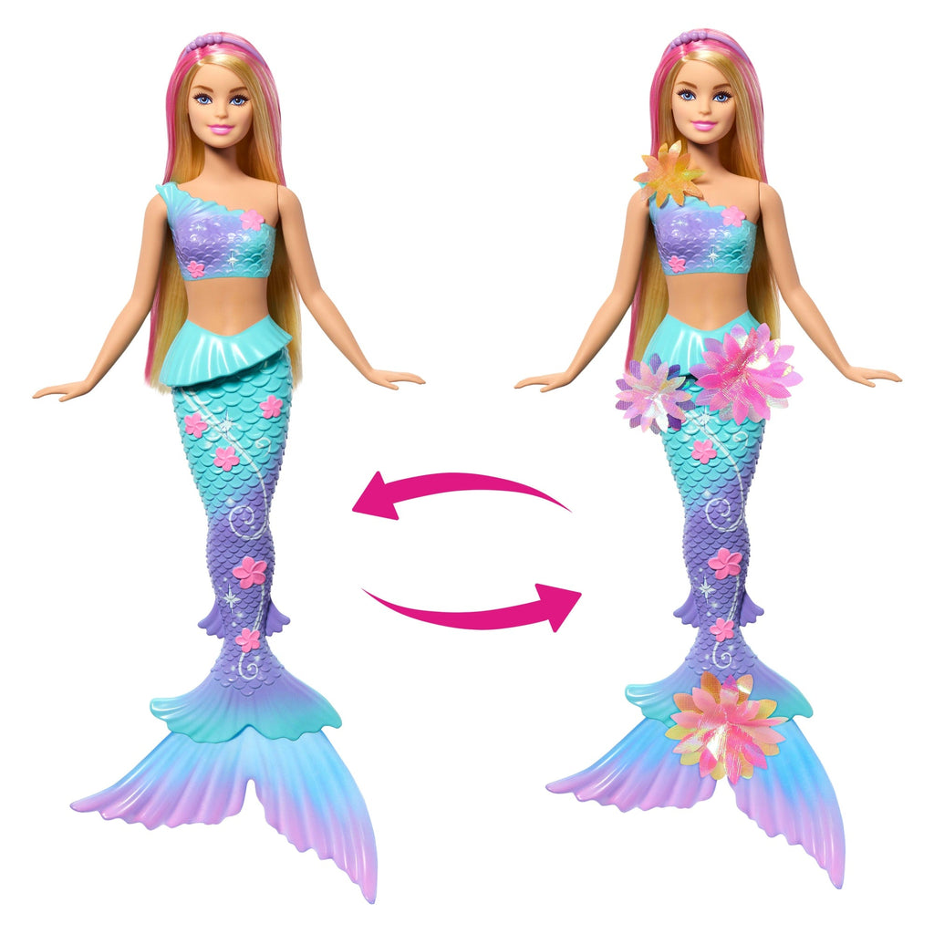 Barbie Fantasia Boneca Sereia com Transformação de Flor Cabelo Rosa