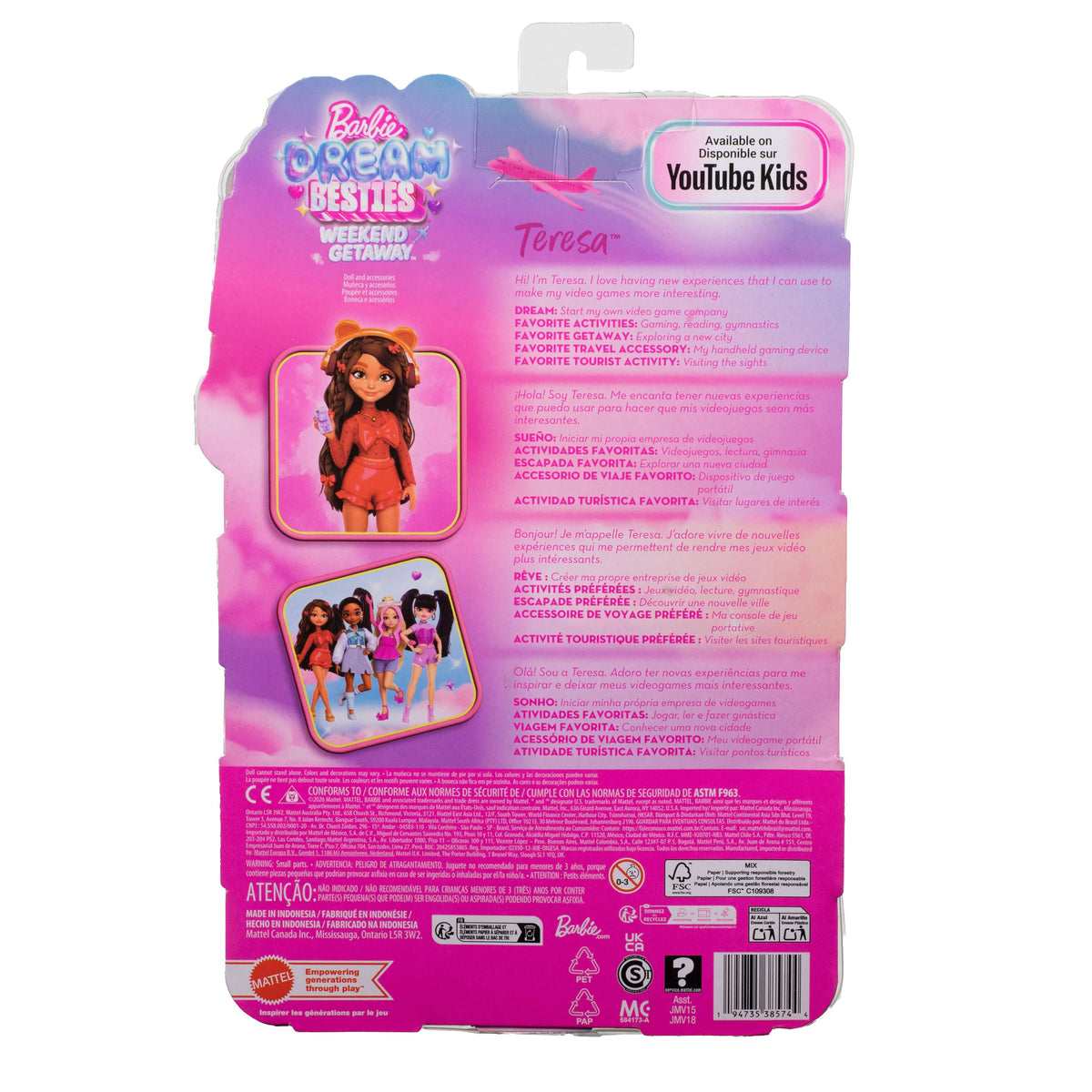Barbie Poupée Barbie Teresa Dream Besties Week-end D’Évasion