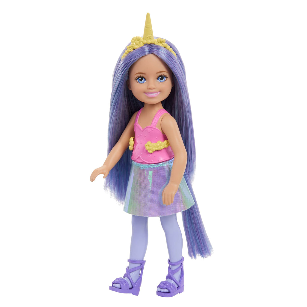 Barbie Chelsea Unicorn Small Doll With Purple Hair, Removable Tail, Shoes & Hair Accessory, 6-Inch
