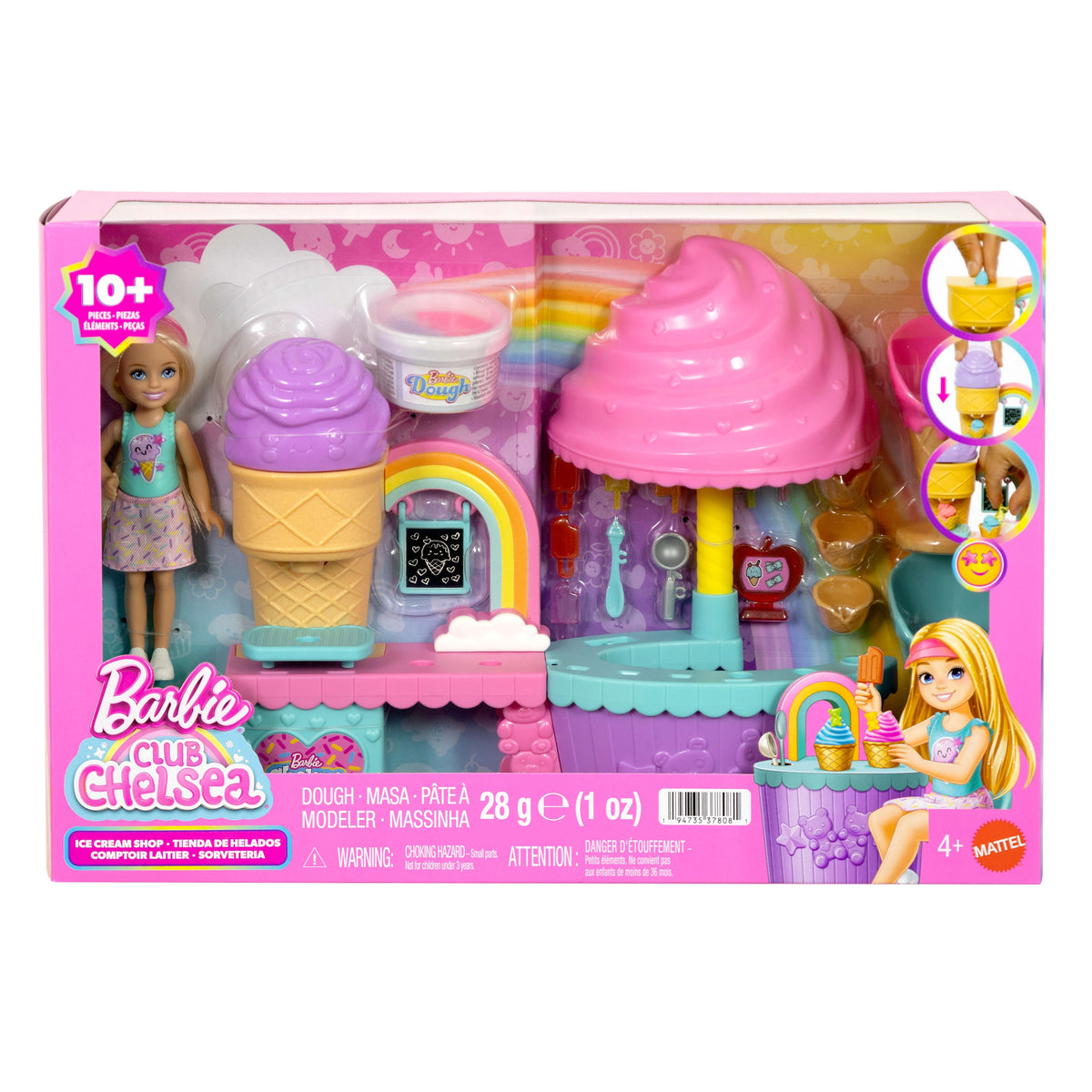 Barbie Club Chelsea Ice Cream Shop Playset With Chelsea Doll, 2 Dough Colors, And Accessories