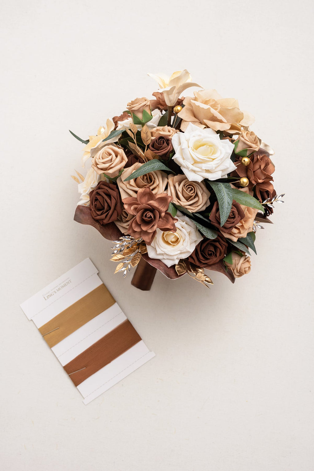 Small Round Bridal Bouquet in Caramel & Walnut Brown | Clearance