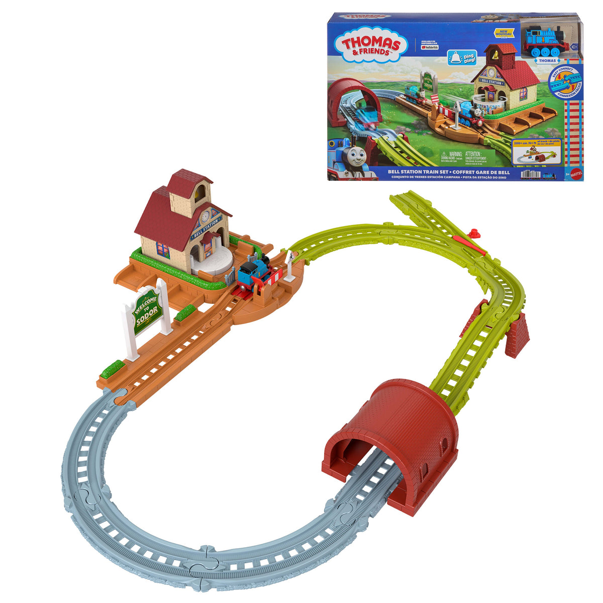 Thomas & Friends Bell Station Train Set By Fisher-Price With Push-Along Thomas Engine & Track