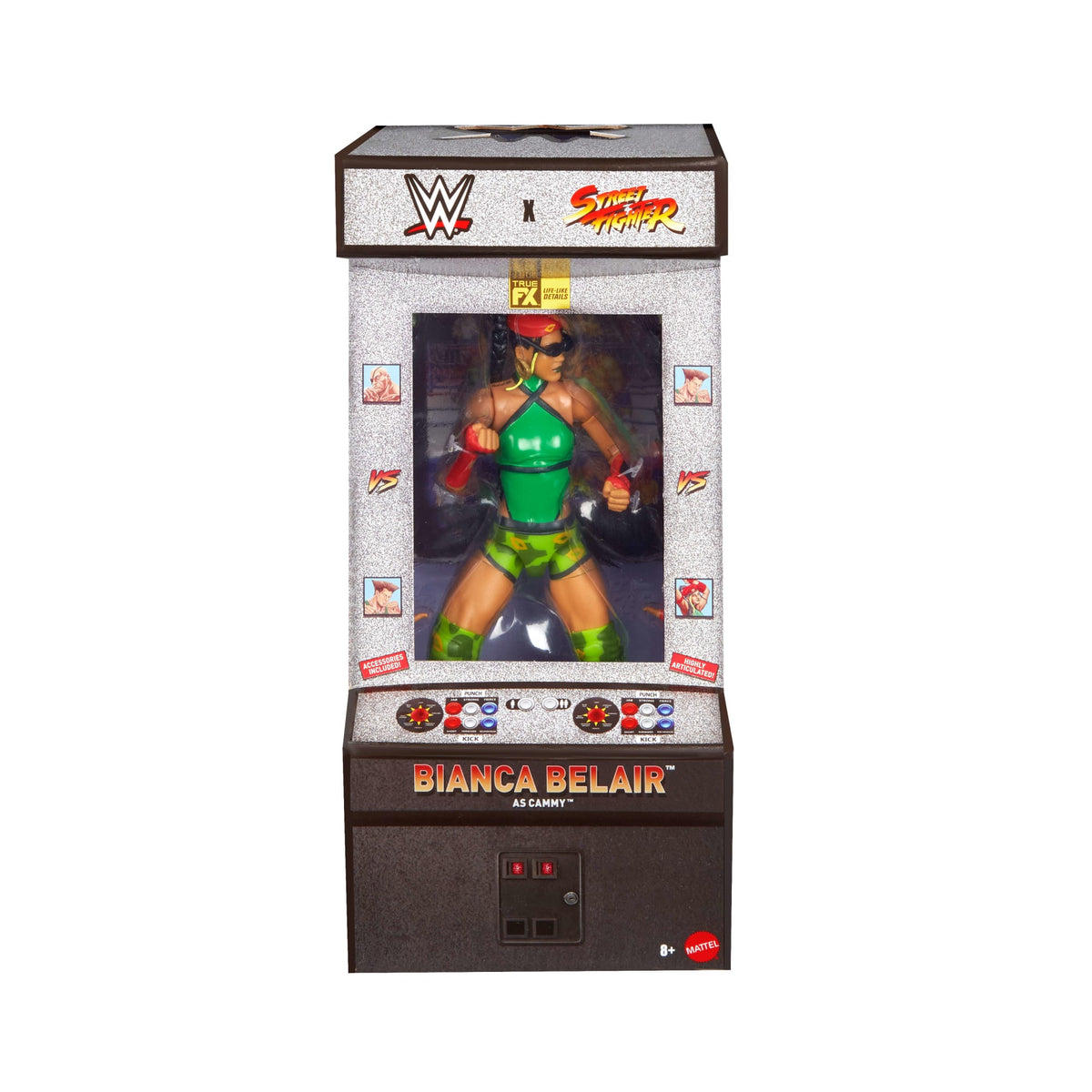 WWE X Street Fighter Bianca Belair Action Figure & Accessories, 6-Inch Collectible Cammy Mashup Set
