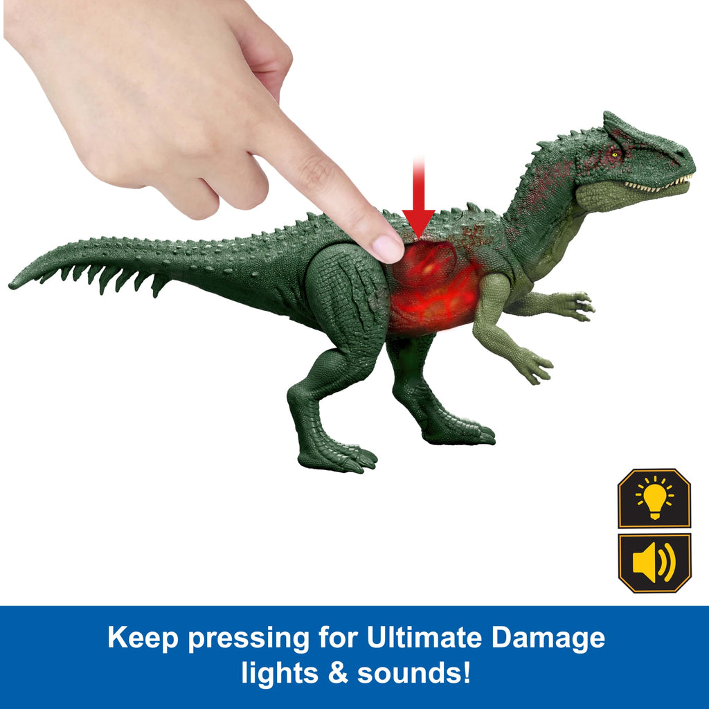 Jurassic World Rebirth Ultimate Damage Allosaurus Light Up Dinosaur Figure, Chomp & Roar Toy