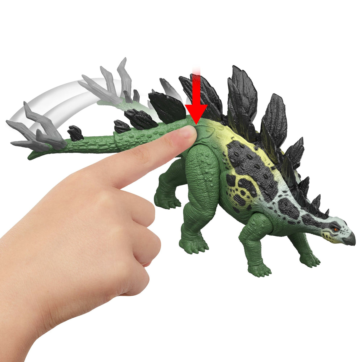 Jurassic World Gigantic Thrashers Stegosaurus Dinosaur Action Figure Toy, 2 Attacks & EVolve Feature