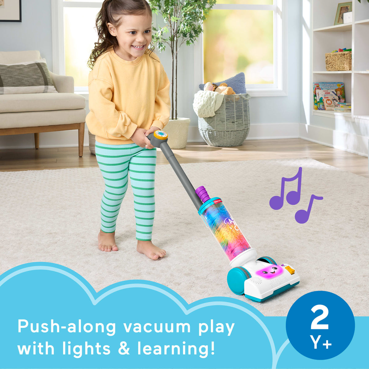 Fisher-Price Laugh & Learn 2-in-1 Vacuum Toddler Electronic Learning Toy With Lights & Music