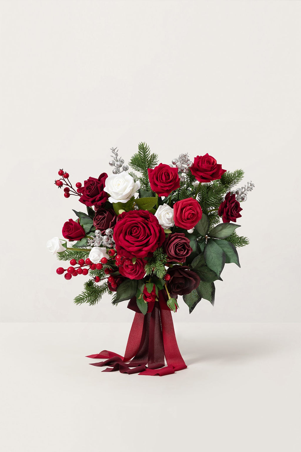 Small Free-Form Bridal Bouquet in Christmas Red & Sparkle