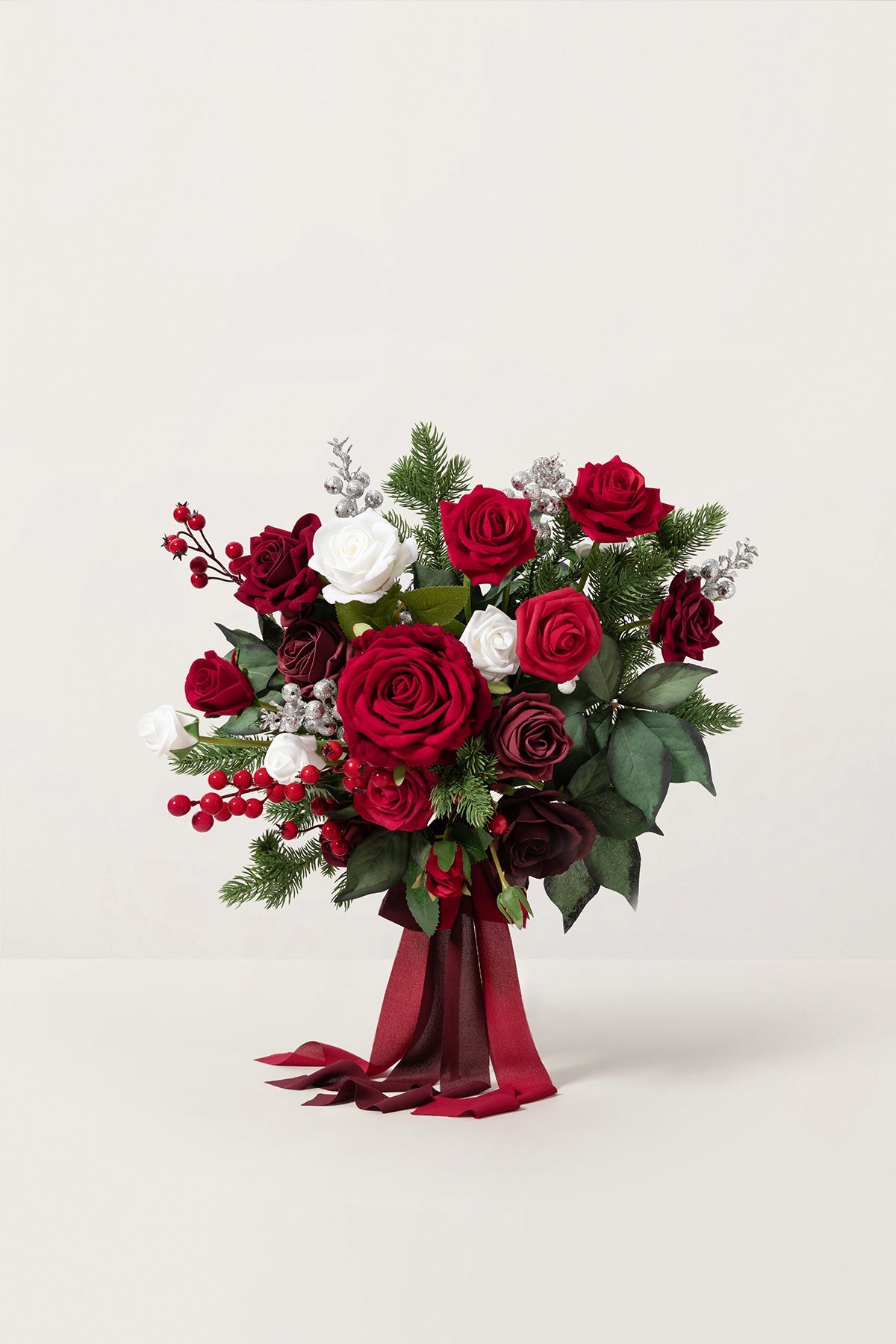 Small Free-Form Bridal Bouquet in Christmas Red & Sparkle