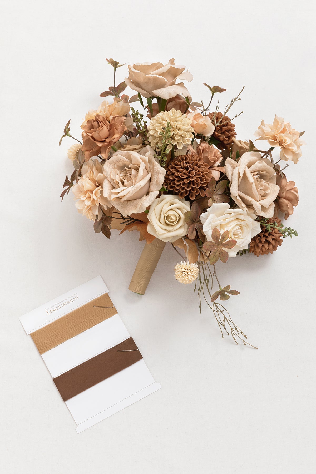 Small Free-Form Bridal Bouquet in Organic Sand Beige Elegance | Clearance