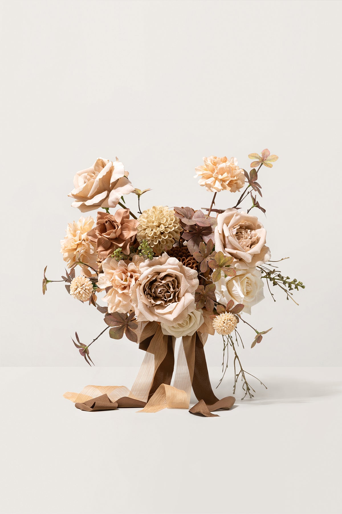 Small Free-Form Bridal Bouquet in Organic Sand Beige Elegance | Clearance
