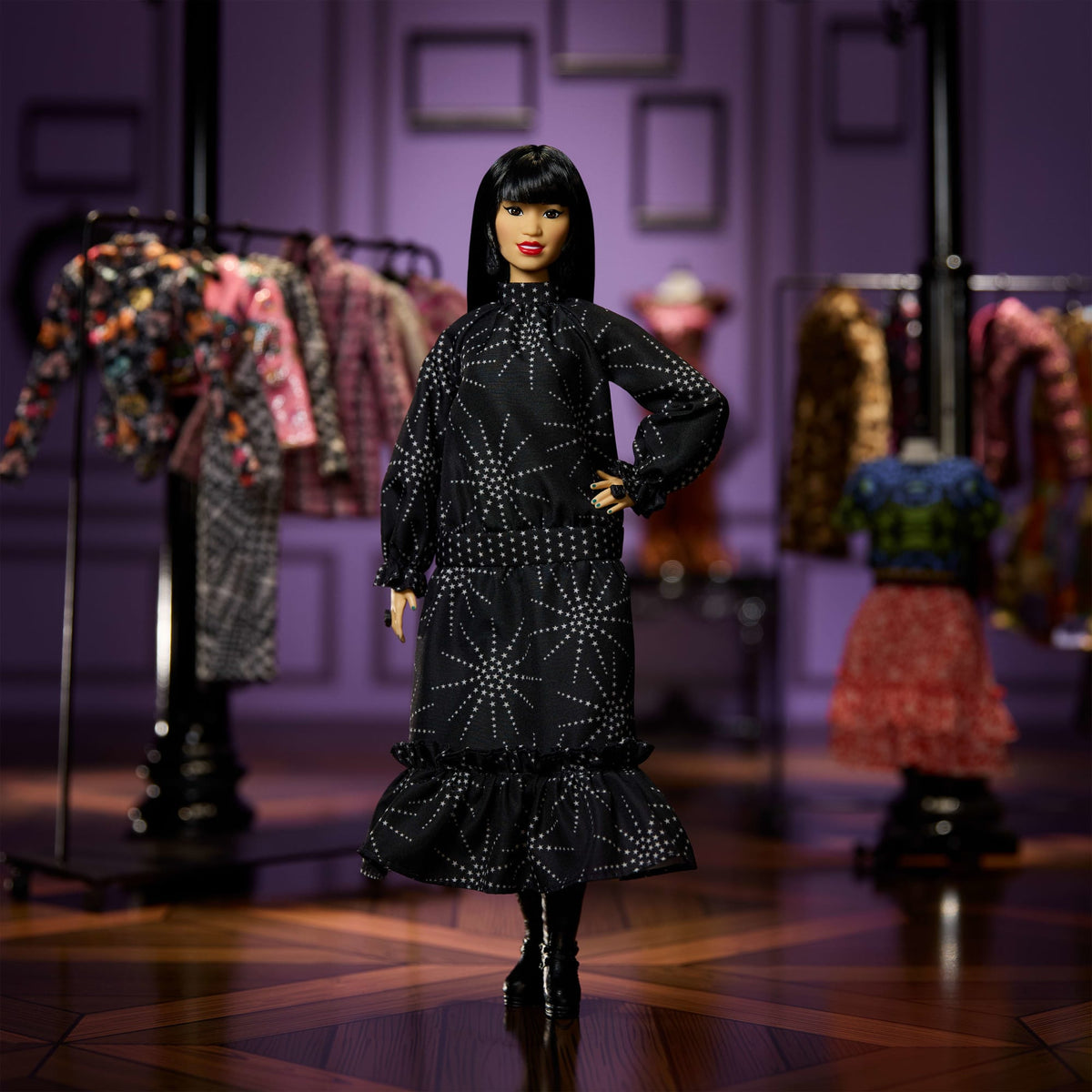 Barbie Inspiring Women Doll, Anna Sui Collectible in Black Dress With Sunglasses & Perfume Accessories