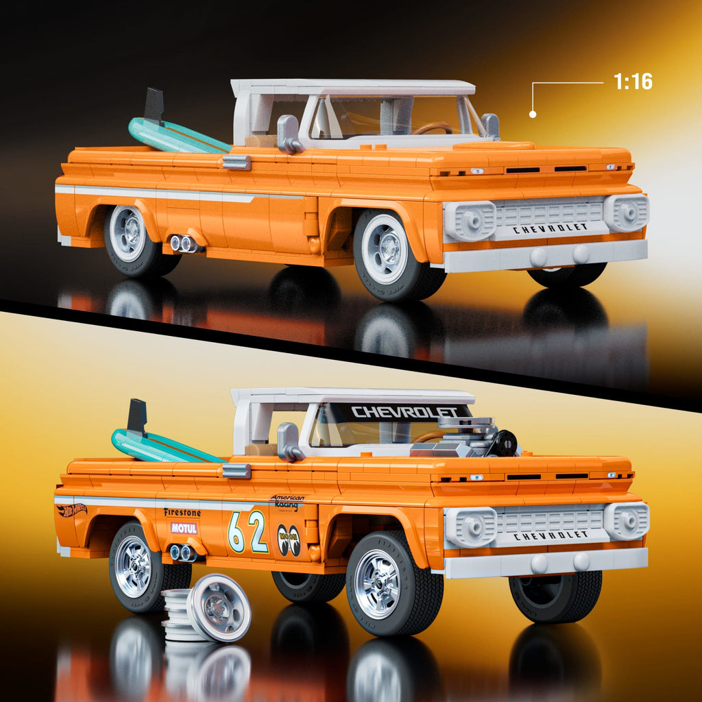 Mattel Brick Shop Hot Wheels Jogo de Construção Elite Carrinha Chevy de 1962 Personalizada