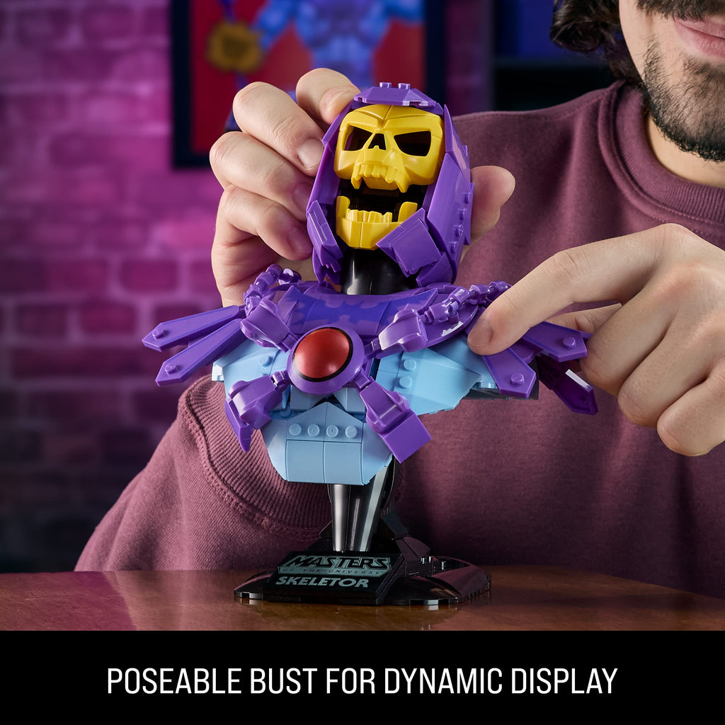 Mattel Brick Shop Masters Of The Universe Skeletor Bust Collector Building Set (503 Pieces) For Collectors