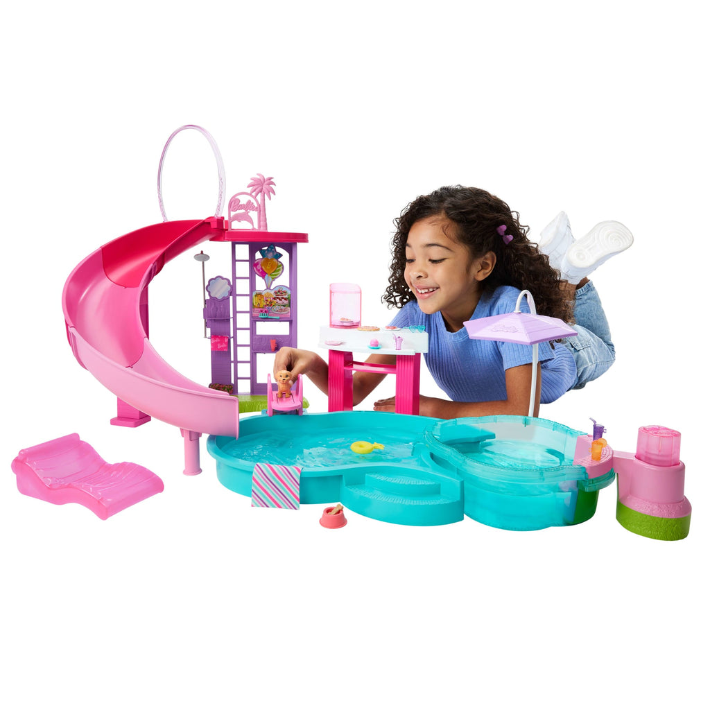 Barbie-Coffret Piscine de Rêve-Toboggan, Jacuzzi, + de 20Accessoires