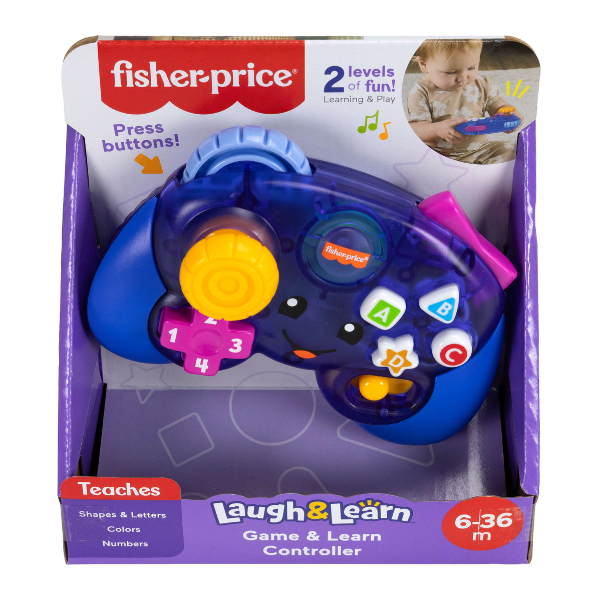 Fisher-Price Laugh & Learn Game & Learn Controller, Purple, Baby & Toddler Musical Video Game Toy