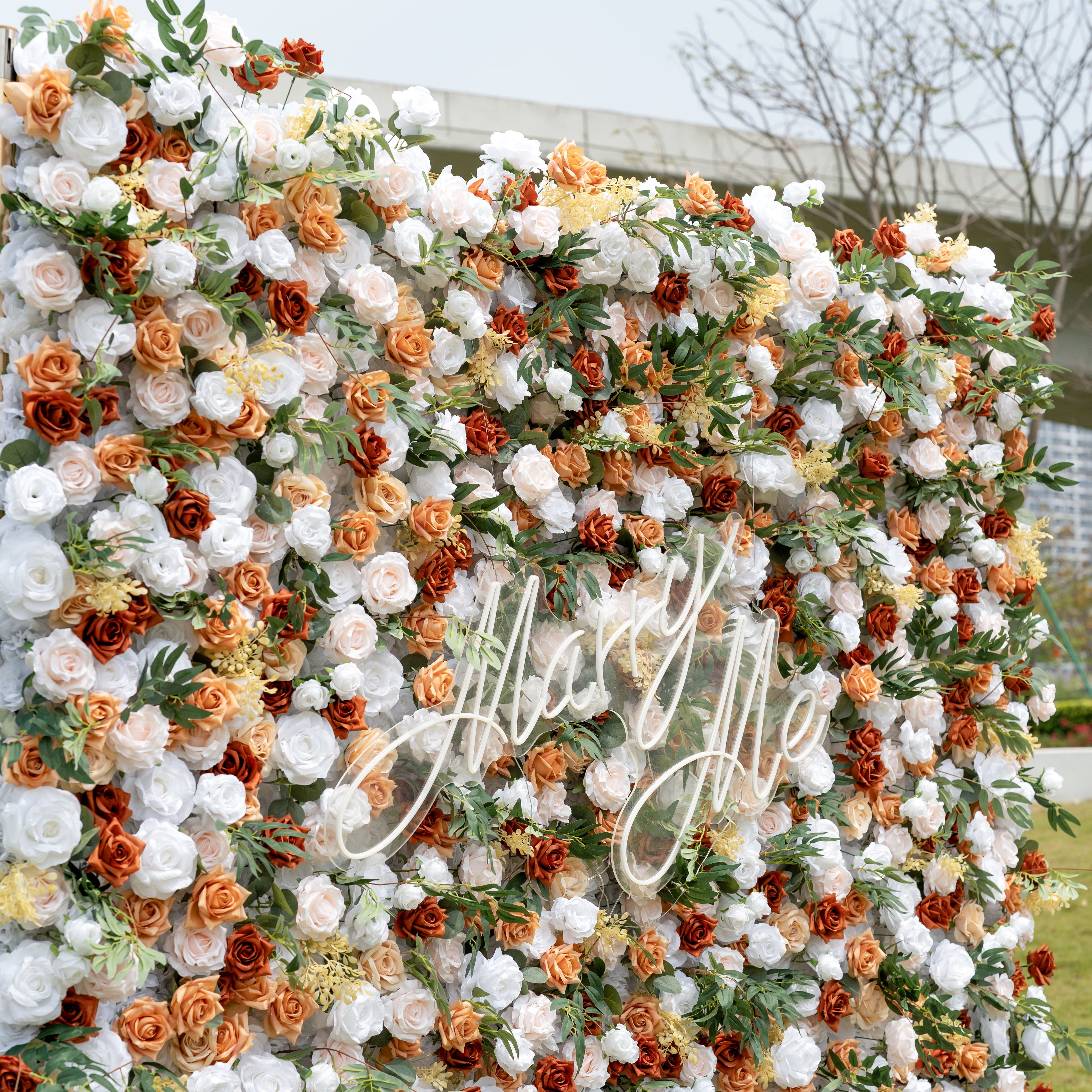 Valar Flowers Terracotta & Blush Rose Flower Wall Backdrop: Warm Rustic Bloom Display- VF-831