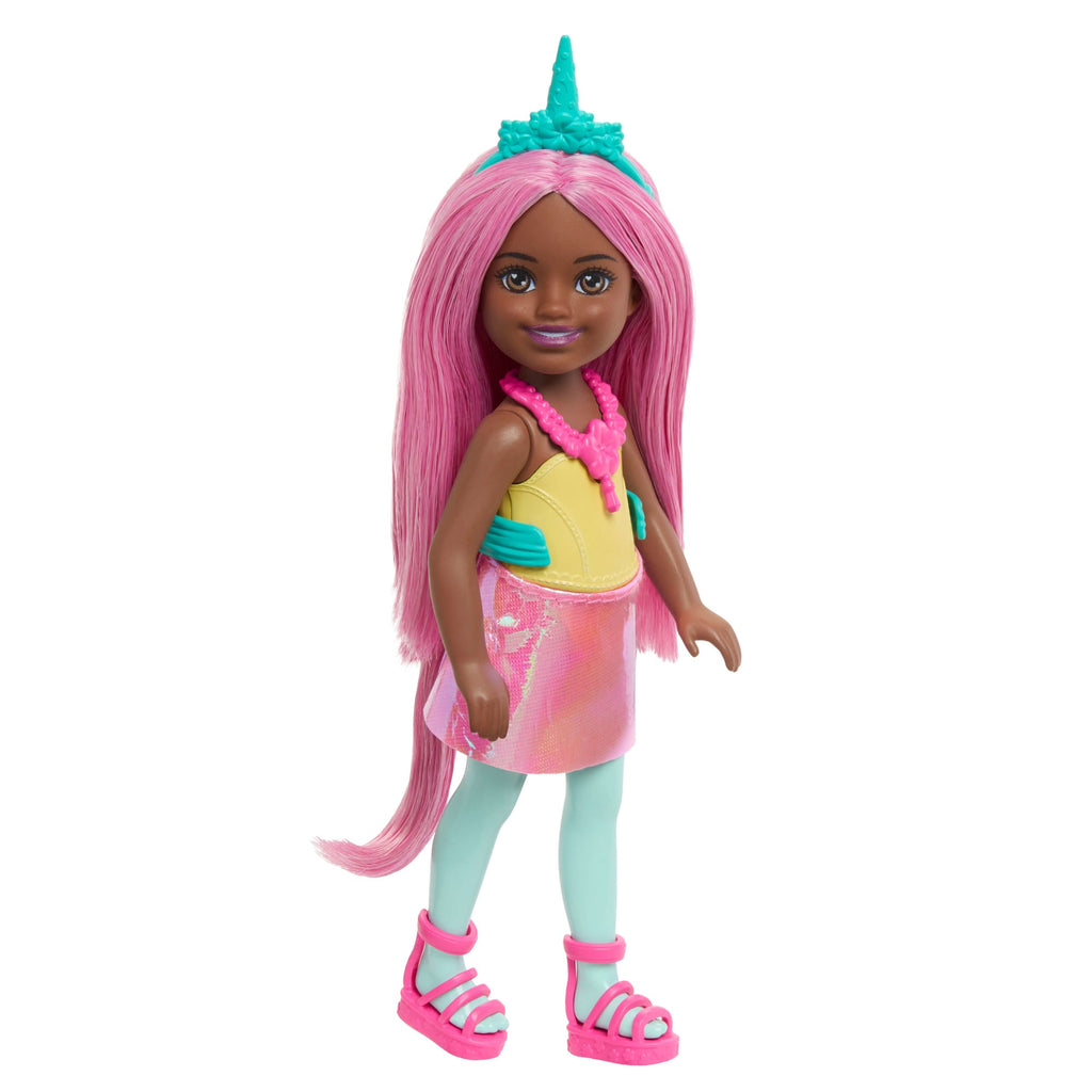 Barbie Chelsea Unicorn Small Doll With Pink Hair, Removable Tail, Shoes & Hair Accessory, 6-Inch Toy