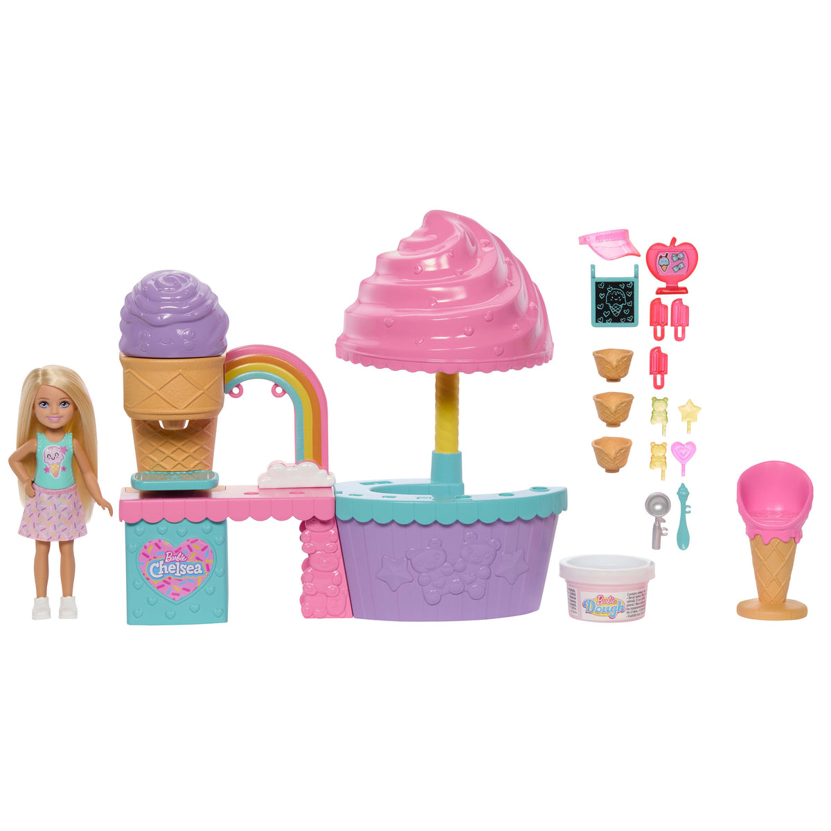 Barbie Club Chelsea Ice Cream Shop Playset With Chelsea Doll, 2 Dough Colors, And Accessories