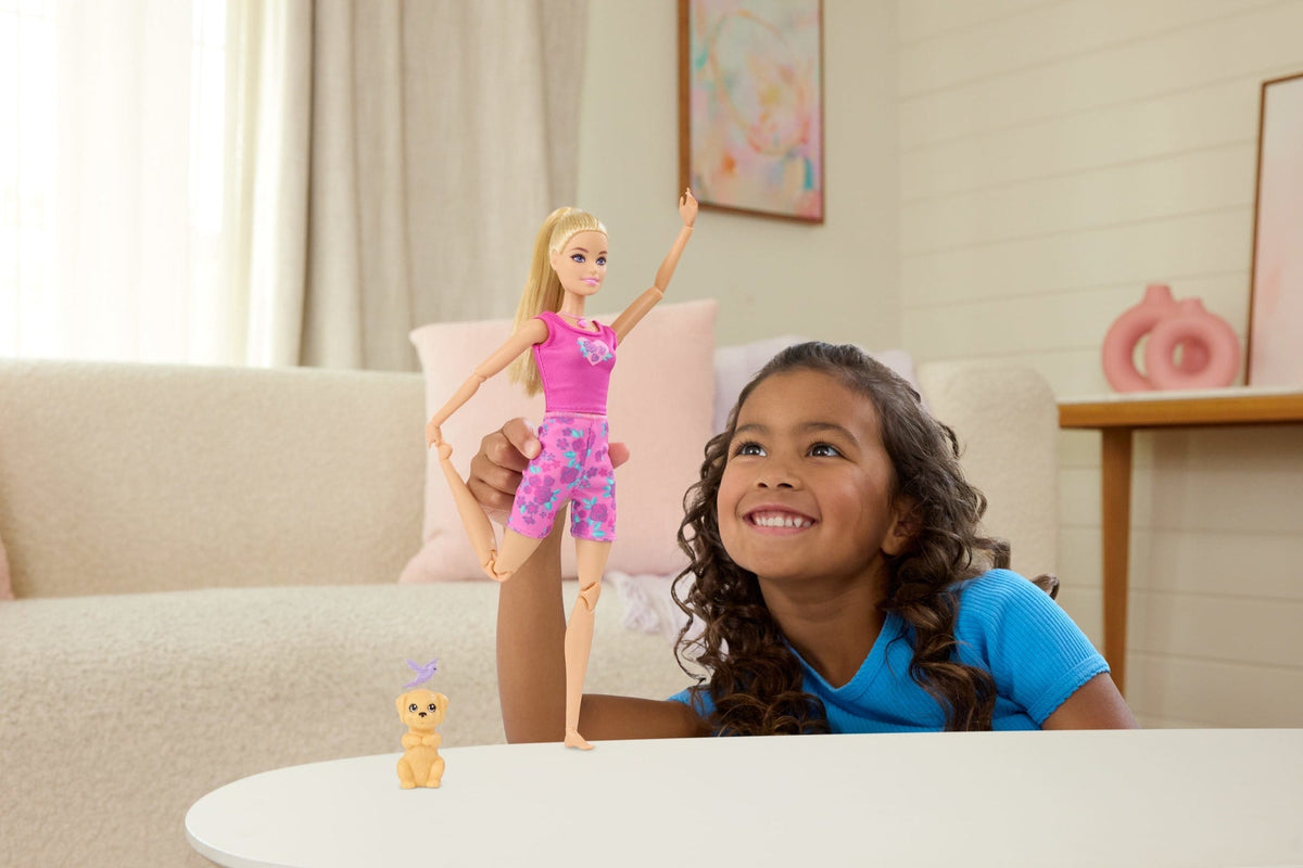 Poupée Barbie Mouvements Conscients Portant des Vêtements de Yoga Avec Audio, Lumières et Musique, Poupée Blonde Avec Animal de Compagnie
