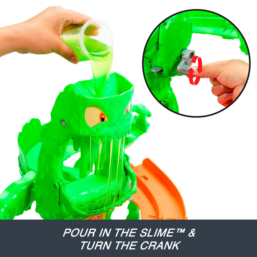 Hot Wheels Monster Trucks Mutant Monster Takedown Playset With Toy Truck & Slime
