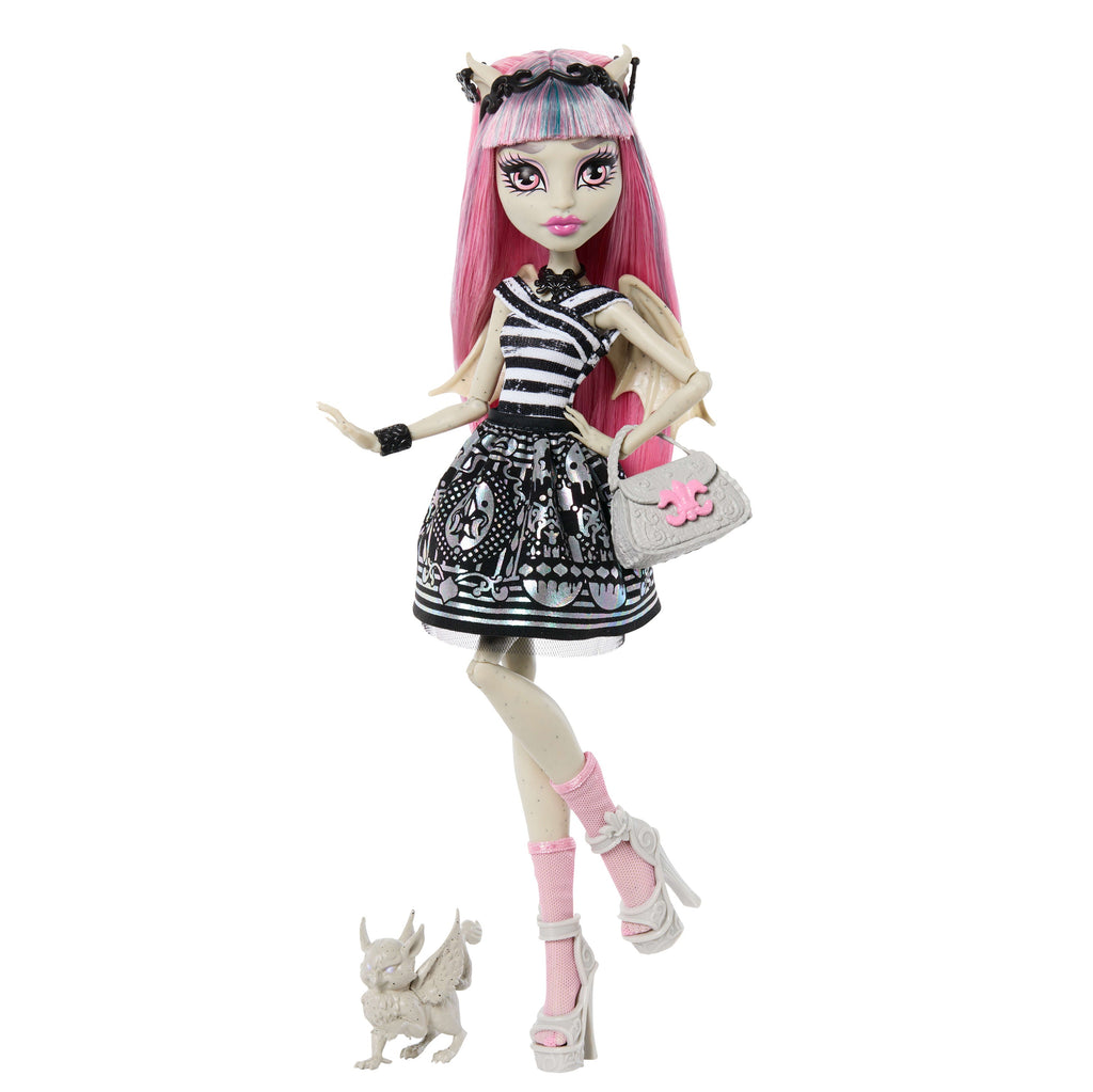 Monster High Boo-Riginal Creeproduction Rochelle Goyle Doll With Diary, Doll Stand And Pet