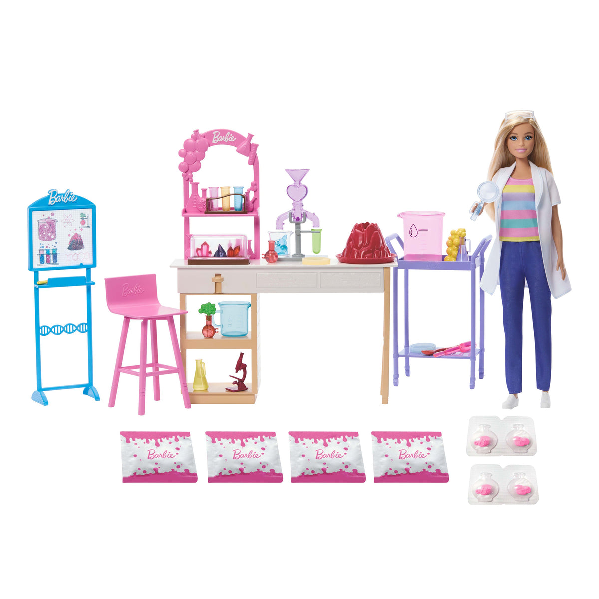 Barbie Careers Fashion Doll, Stem Science Lab Playset, Slime & Crystal Accessories, Themed Outfit