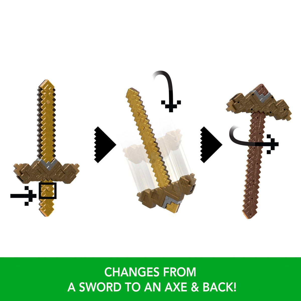 Minecraft Click & Switch Sword & Pick-Axe, Transforming Kid-Sized 2-In-1 Toy For Role-Play & Costumes