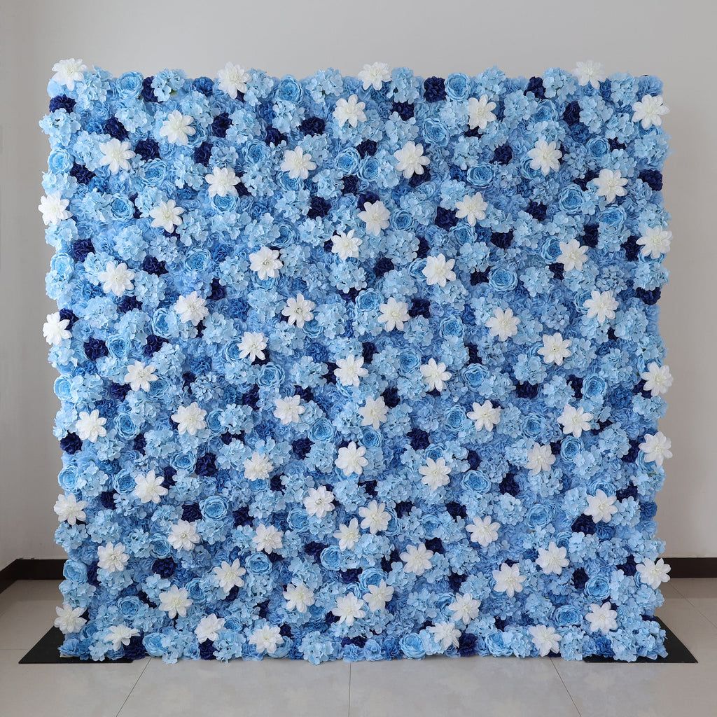 ValarFlowers Blue & White Floral Wall: A Serene. Elegant Backdrop for Timeless Events-VF-579