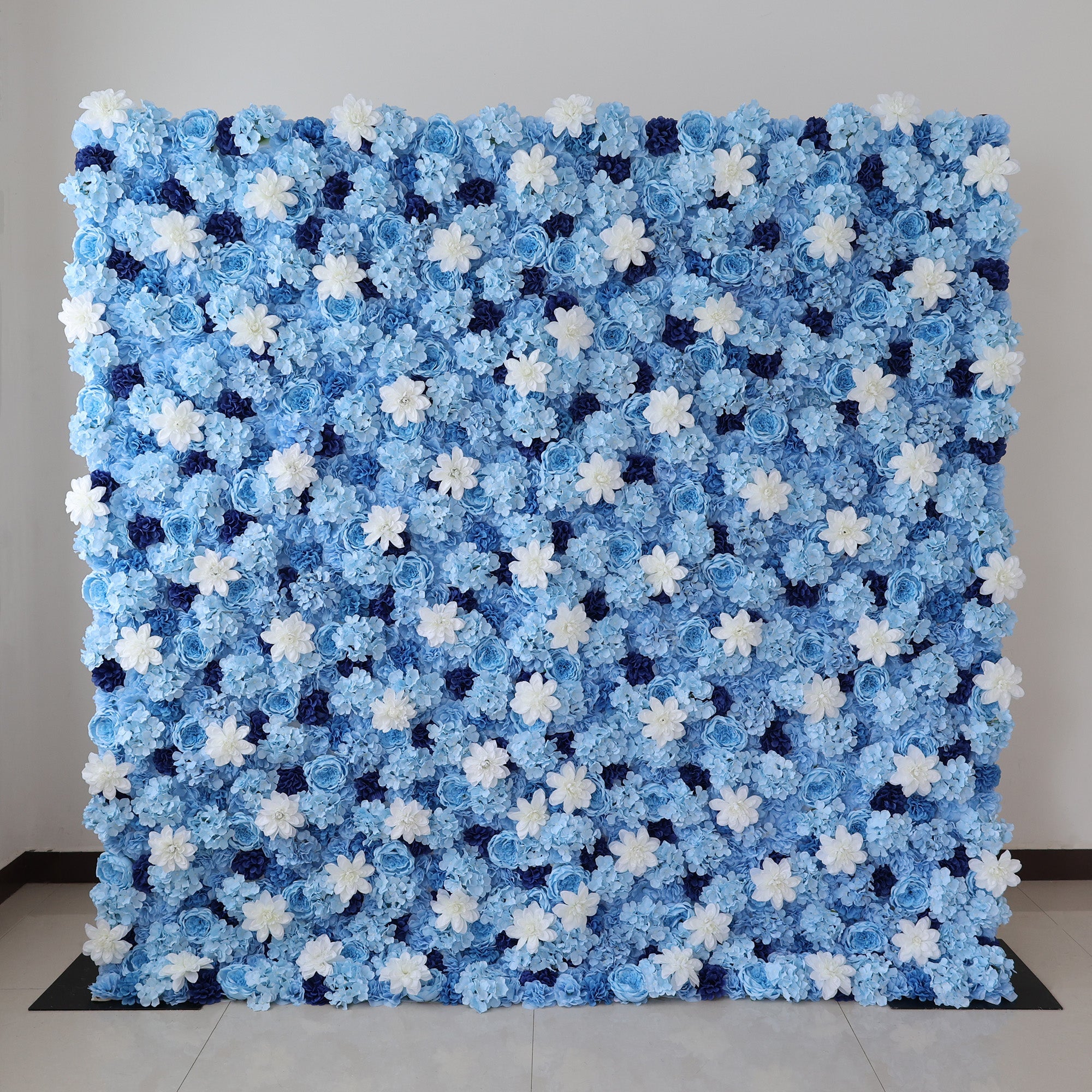 ValarFlowers Blue & White Floral Wall: A Serene. Elegant Backdrop for Timeless Events-VF-579