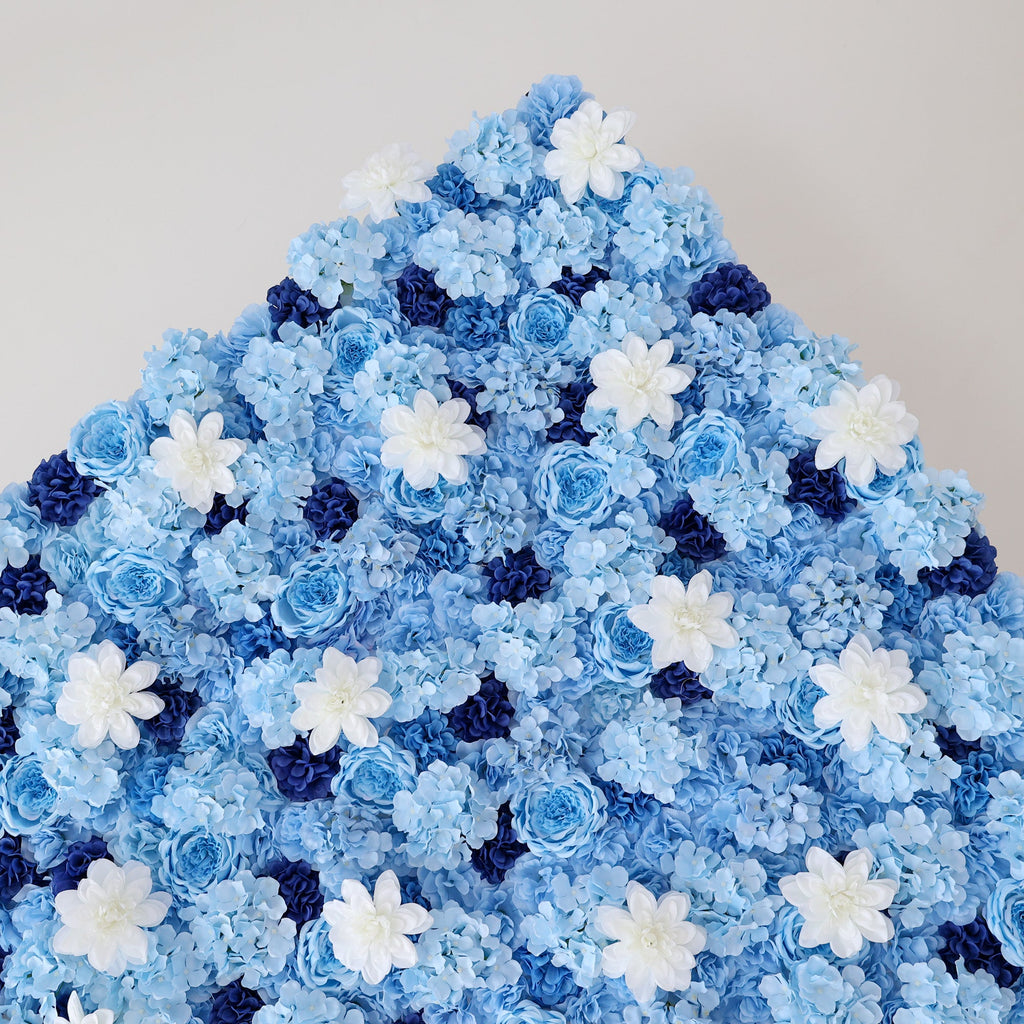 ValarFlowers Blue & White Floral Wall: A Serene. Elegant Backdrop for Timeless Events-VF-579