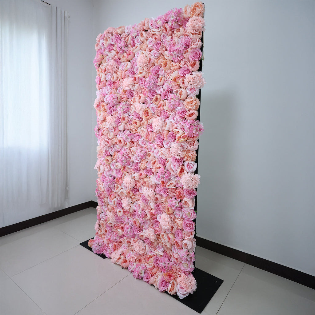 ValarFlowers Blush & Peach Floral Extravaganza Wall: A Romantic. Dreamy Masterpiece for Enchanting Celebrations-VF-548